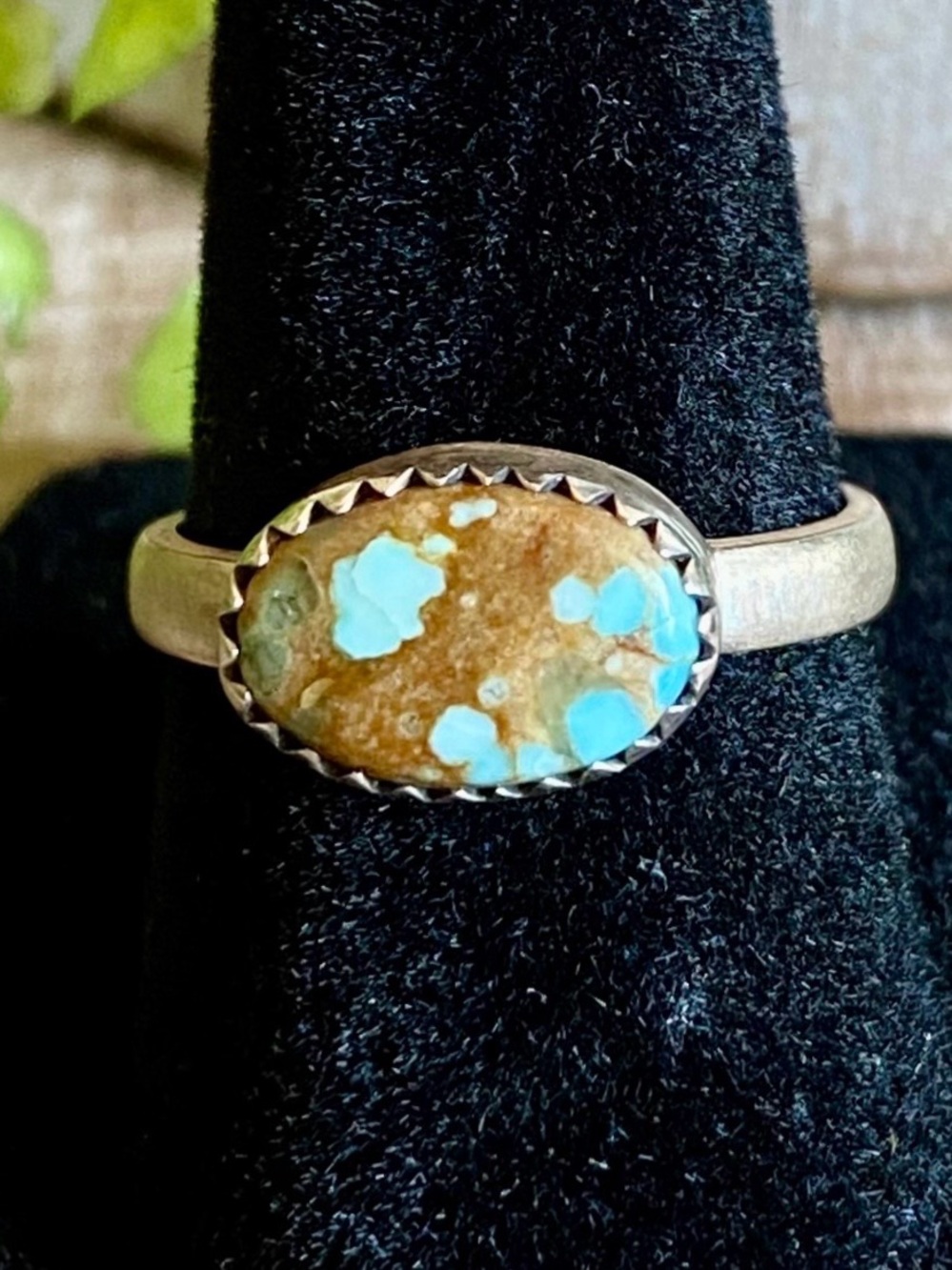 R29 Navajo No. 8 turquoise sterling silver southwestern ring | size adjustable